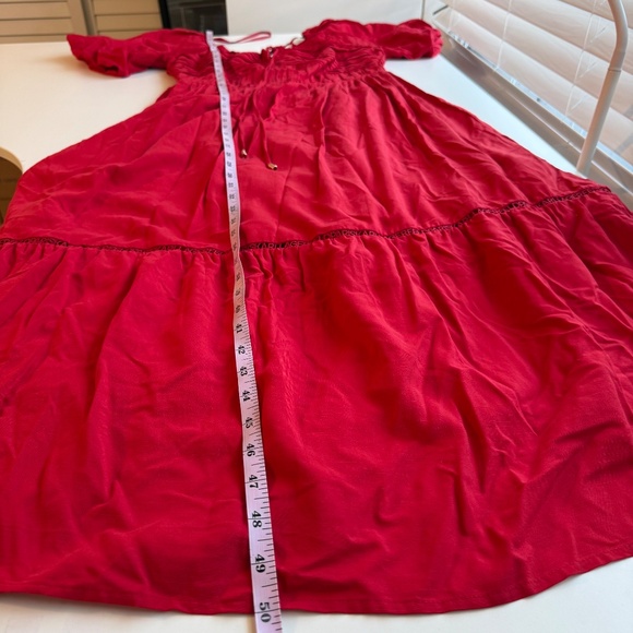 Karl Lagerfeld Paris Womens Tie Neck A Line Cherry Red Dress 4 - Picture 12 of 16